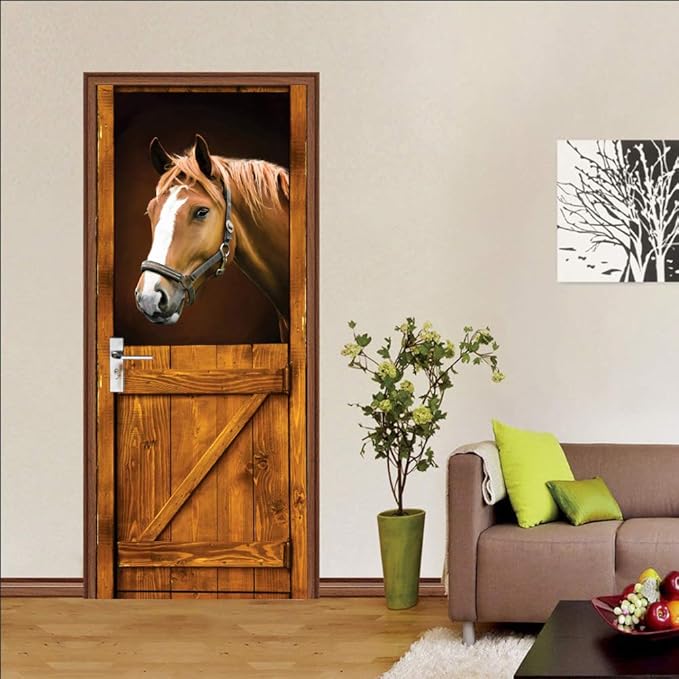 3D Peel and Stick Murals - Horse - Wallpaper Self-Adhesive Decals Removable PVC Waterproof Door Poster for Bedroom Living Room 30.3" x 78.7"
