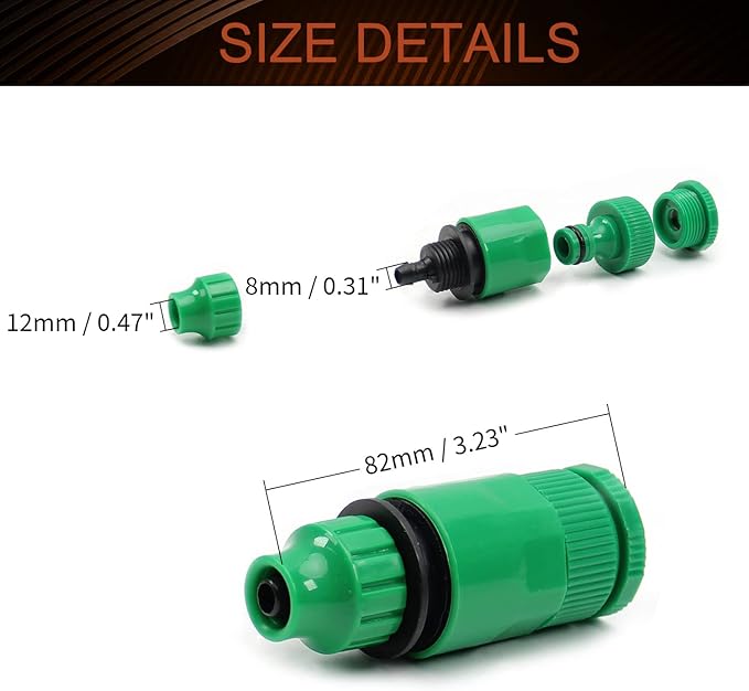 MroMax 2Pcs Hose Tap Connector, Connected to G1/2 or G3/4 Threaded, Suitable for 8/12mm Hose, Quick Connector Hose Pipe Adapter, Faucet Nozzle for Garden Irrigation System Green
