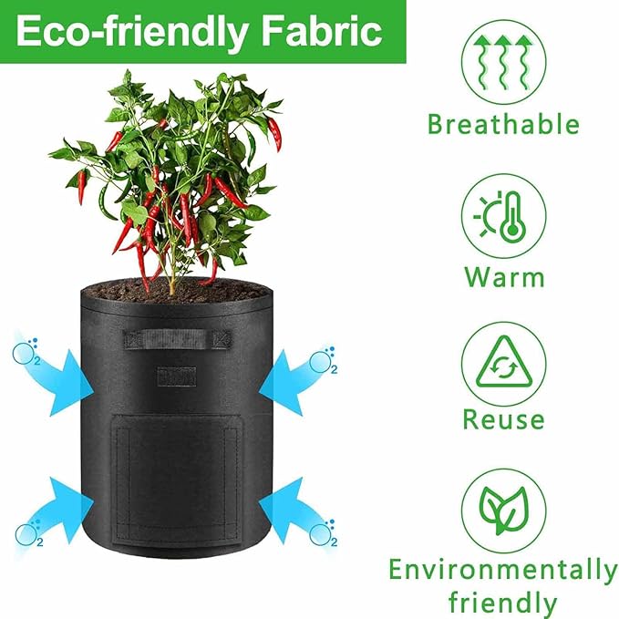 TCBWFY 2 Pack Potato Grow Bags with 2 Flaps 15 Gallon,Heavy Duty 14oz/yd² Planter Pot with Sturdy Handles and 2 Harvest Windows for Potato Tomato and Vegetables