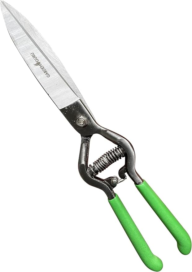 GARDEN GURU Hand Grass Clipper Scissors – Classic Forged Steel Grass Shears Pruners – Comfort Grip Handles – Perfect for Hand Edging Lawn, Trimming Shrubs & Flowers, Gardening, Landscaping