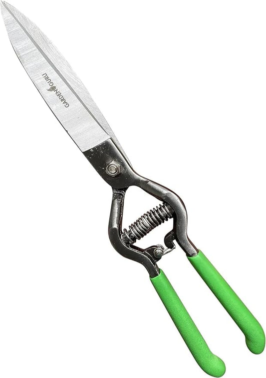GARDEN GURU Hand Grass Clipper Scissors – Classic Forged Steel Grass Shears Pruners – Comfort Grip Handles – Perfect for Hand Edging Lawn, Trimming Shrubs & Flowers, Gardening, Landscaping