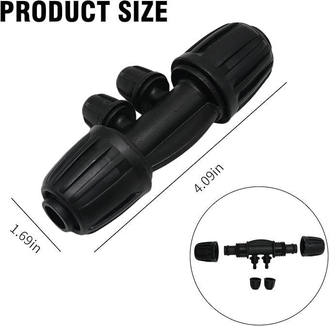 Barbed Tee 4 Way 16 Double Latch Reducing Cross for (1/2 inch ID x 0.60 inch-0.63 inch OD) 16 mm Drip Tubing 1/2 inch to 1/4 inch Pipeline Irrigation Fittings (20PCS-4Way)