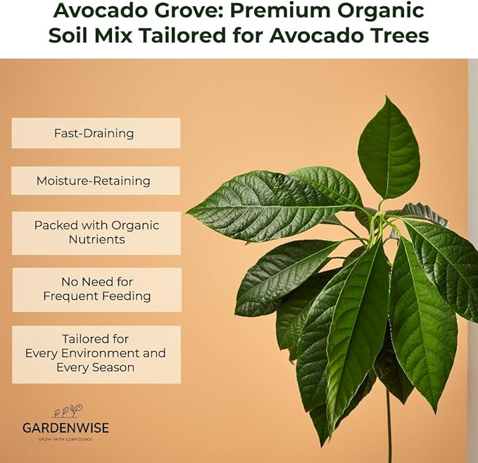 Avocado Tree Soil – Premium Organic Potting Mix for Avocado Trees | Tailored pH & Organic Nutrients | Fast-Draining & Moisture-Retaining | Indoor & Outdoor Use (3 QUARTS)