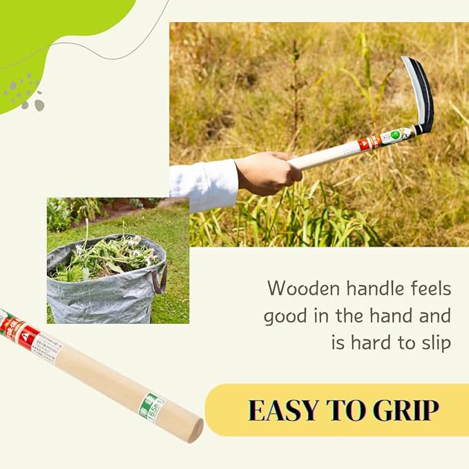 Japanese Weeding Sickle (Thin Blade) High Grade Steel Blade (Blue Steel No.2) Hand Tool for Gardening, Weeding and Farming, Light Weight, Blade Length 6.50inch