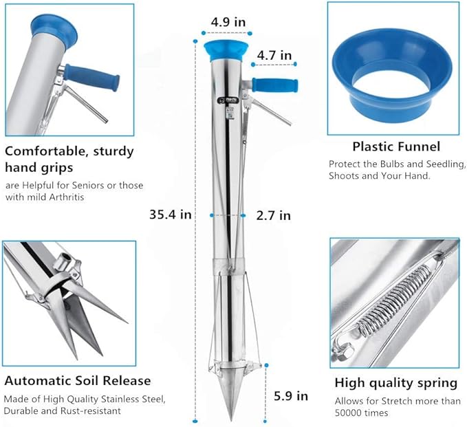 Long Handled Bulb Planter Tools and Vegetable Seedling Tool Manual Plant Transplanter Bulb Planter