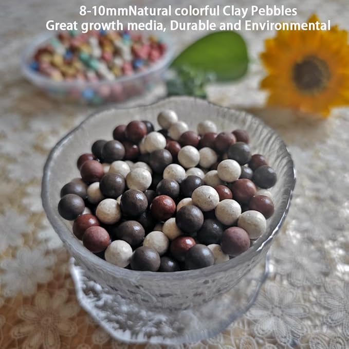 Colorful Leca Clay Pebbles for Plants 8-10mm Natural Organic Leca Balls Indoor Potting Garden Soil for Orchid, Succulents, Hydroponics, Decoration, Drainage (Colorful-2, 5 lbs)