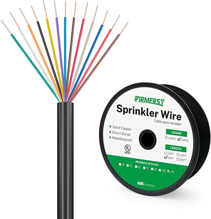 FIRMERST 18/13 Solid Sprinkler Wire for up to 12 Valves System 250 Feet
