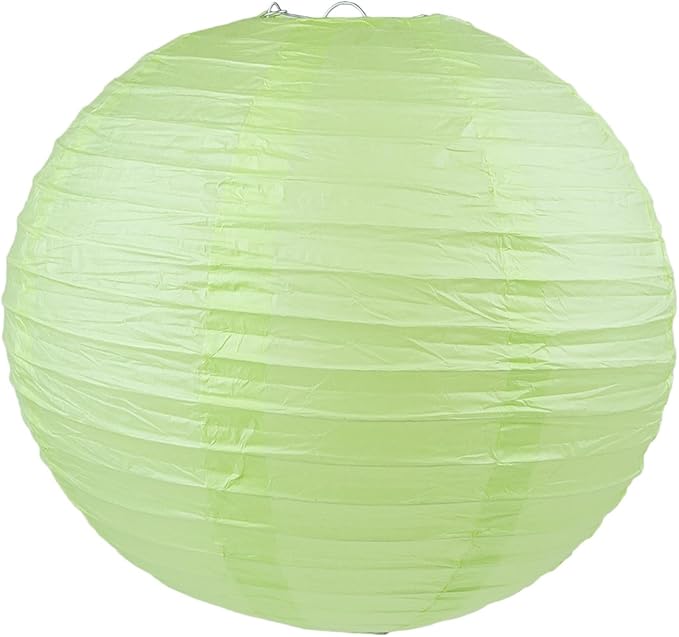 WYZworks - Round Paper Lanterns 10 Pack (Light Apple Green, 14") - Hanging Paper Lanterns Lamp for Wedding, Birthday, Party and Home Decorations with 8", 10", 12", 16" Option