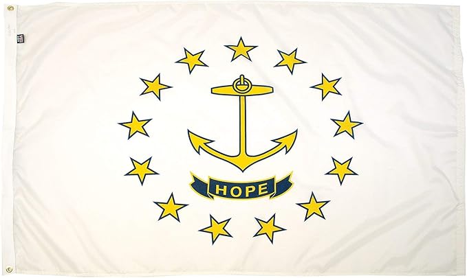 FlagSource Rhode Island Nylon State Flag, Made in the USA, 3x5'