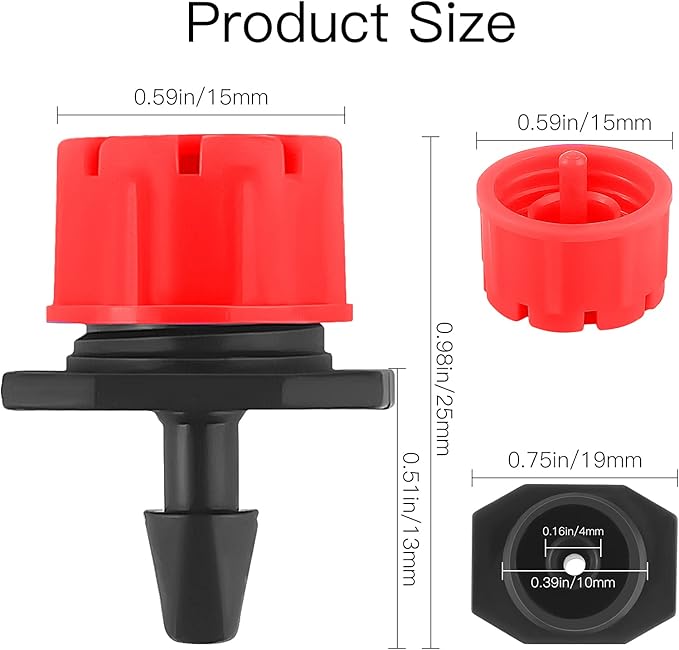 MSDADA 110 Pcs Adjustable Irrigation Drippers Sprinklers Emitter Drip Anti-Clogging Watering System for Flower beds,Gardens, Lawn on 1/4'' Barb