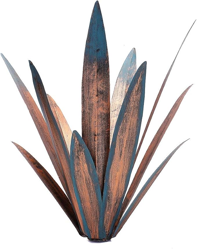 Jesokiibo 2pcs Tequila Rustic Sculpture DIY Metal Agave Plant Home Decor Rustic Hand Painted Metal Agave Garden Ornaments Outdoor Decor Figurines Home Yard Decorations Stakes Lawn Ornaments…
