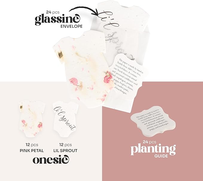 Set of 24 Onesie – Plantable Seed Paper for Weddings, Gifts, and Life Events