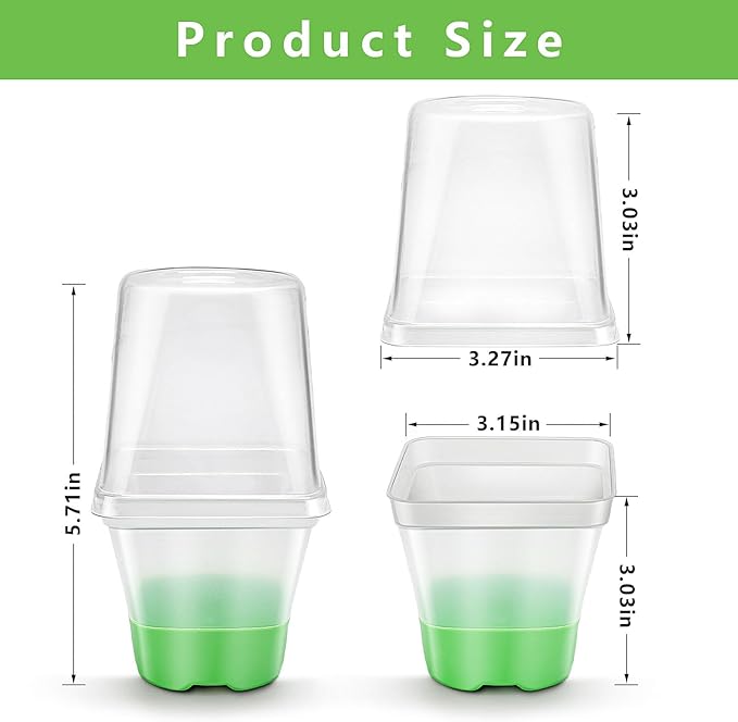 Clear Nursery Pots for Plants,30 Packs Seed Starting Pots 3.1 inch Plastic Plant Pot Seedling Pots with Drainage Holes Plant Nursery Pots with Silicone Base Seed Starting Pot