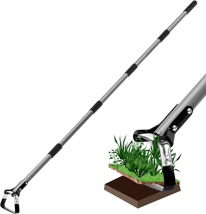 Walensee Action Hoe for Weeding Stirrup Hoe Tools for Garden Hula-Ho with Adjustable 36-81 Inch Scuffle Loop Hoe Gardening Weeder Cultivator, Sharp Metal Handle Weeding Rake with Cushioned Grip