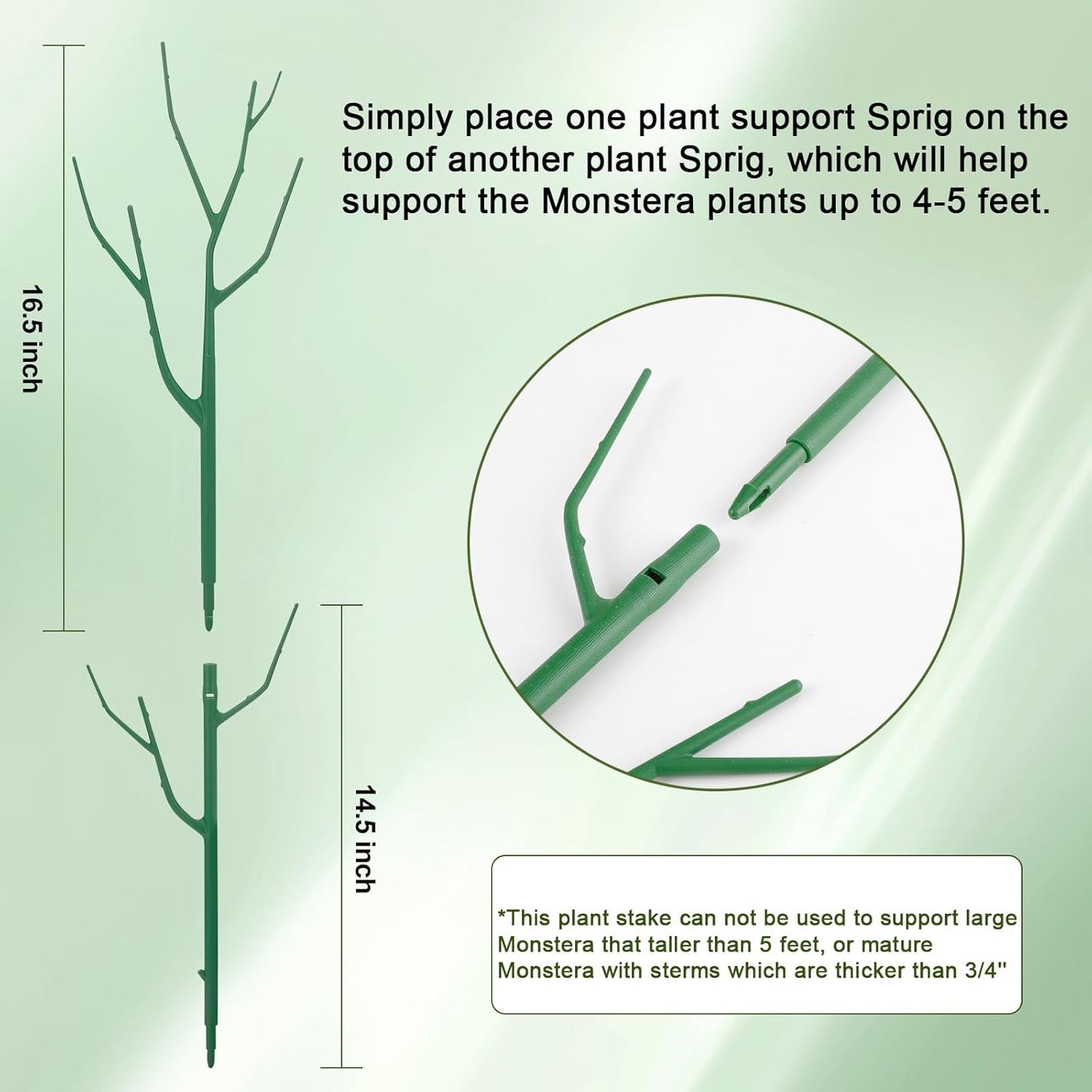 5 Pack Stackable Plant Support Stakes, Climbing Plant Support Structures for Monstera, Pothos, Philodendron Garden Plant Stakes for Indoor Outdoor Plants