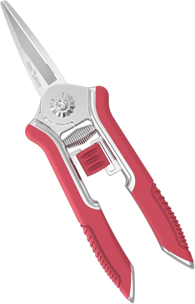 FLORA GUARD 6.5 Inch Micro-Tip Pruning snip Gardening Hand Pruning Shears Trimming Scissors with Stainless Steel(Red)
