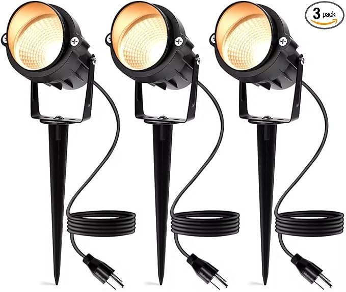 Outdoor Landscape Lighting: 18 CoB LEDs IP65 Waterproof Landscape Lights Plug in, 10W 2700K Warm White Outdoor Spot Lights for Yard Garden Pathway House