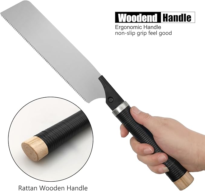 Japanese Pull Saw, 10 Inch Hand Saw with Detachable Single Edge Blade Wood Handsaw for Woodworking Tools (17TPI)