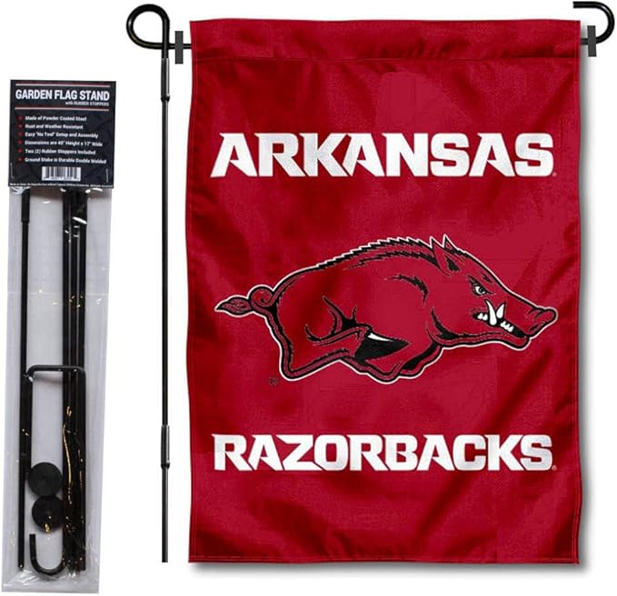 College Flags & Banners Co. Arkansas Razorbacks Garden Flag with Stand Holder