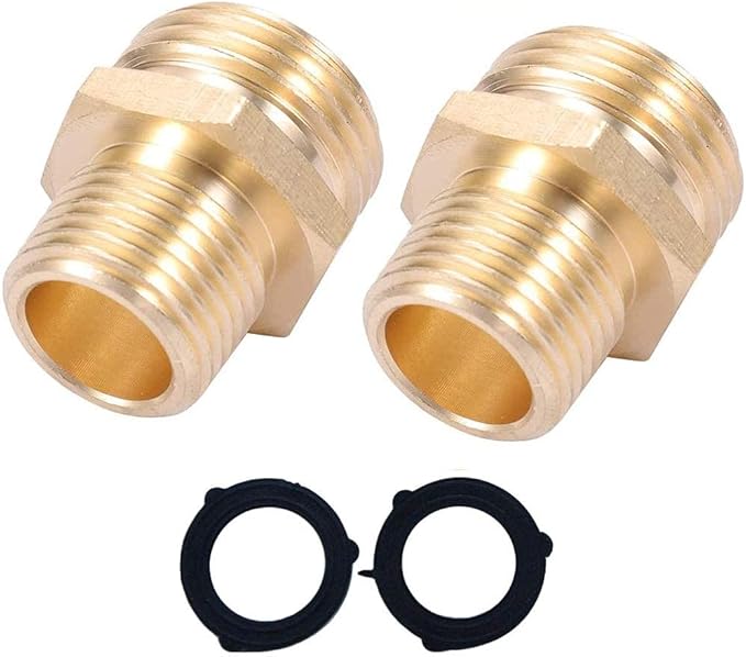 YOUHO Garden Hose Adapter 3/4 GHT Male x 1/2 NPT Male Connector, Brass Garden Hose Fitting, Industrial Metal Brass Garden Hose to Pipe Fittings Connect,Garden Hose Extension Repair Fitting(2-Pack)