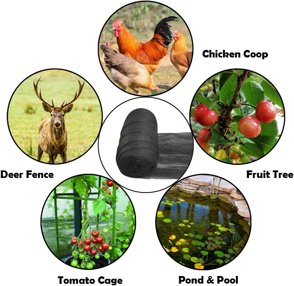 Meanchen Bird Netting 10x10 Ft, 1/2In Mesh Heavy Duty Garden Netting Pest Barrier for Plants, Vegetables, Extra Strong Woven Mesh Netting, Animal Fencing for Fruit Trees Against Birds, Deer, Poultry