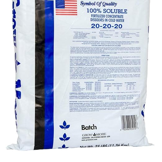 Grow More 20-20-20 Water Soluble Fertilizer - 25lb Bag of All Purpose Fertilizer for Exceptional Crop Yields - All Purpose Plant Food for Vegetables, Flowers, Trees, Shrubs, and Houseplants
