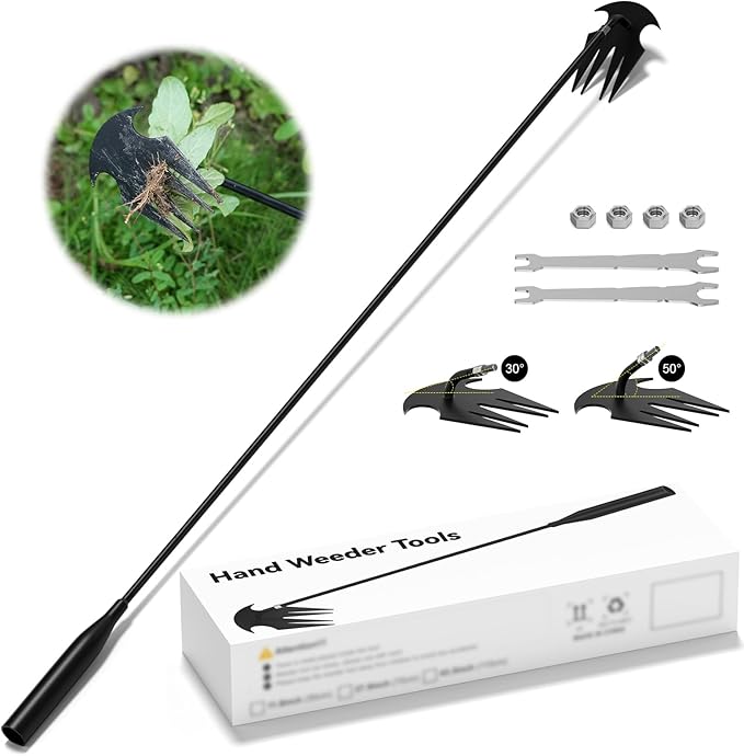Weed Puller Tool Stand Up Weed Remover Tool Heavy Duty, Long Handle Weeder Hand Garden Weeder Tools, 4 Claw Gardening Hand Weeding Tool for Gardening Backyard Farm Planting & Weeding 12.2-27.5-43.3"