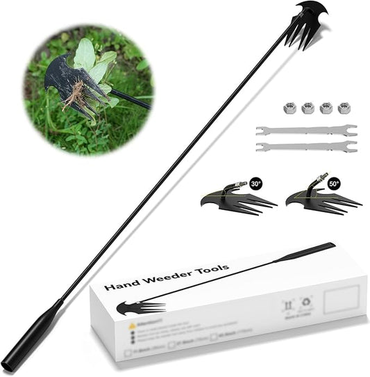 Weed Puller Tool Stand Up Weed Remover Tool Heavy Duty, Long Handle Weeder Hand Garden Weeder Tools, 4 Claw Gardening Hand Weeding Tool for Gardening Backyard Farm Planting & Weeding 12.2-27.5-43.3"