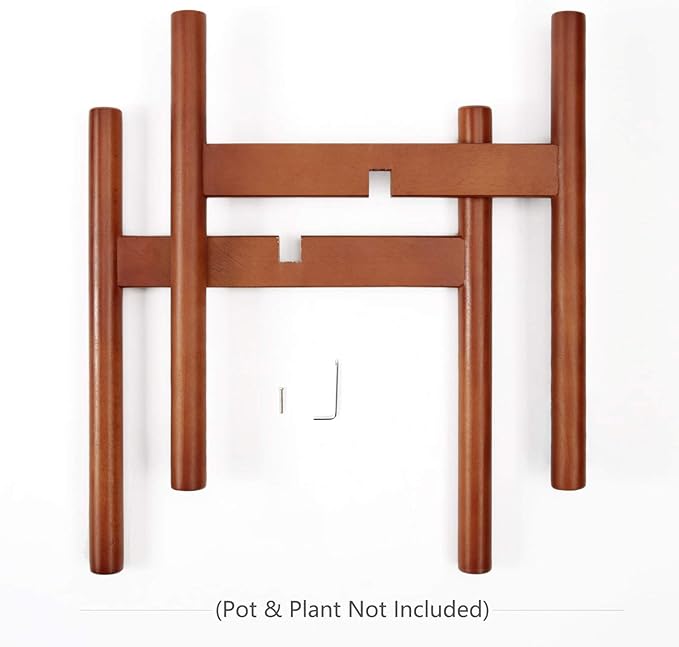 Mkono Plant Stand Mid Century Wood Flower Pot Holder (Plant Pot NOT Included) Modern Potted Stand Indoor Display Rack Rustic Decor, Up to 10 Inch Planter, Brown