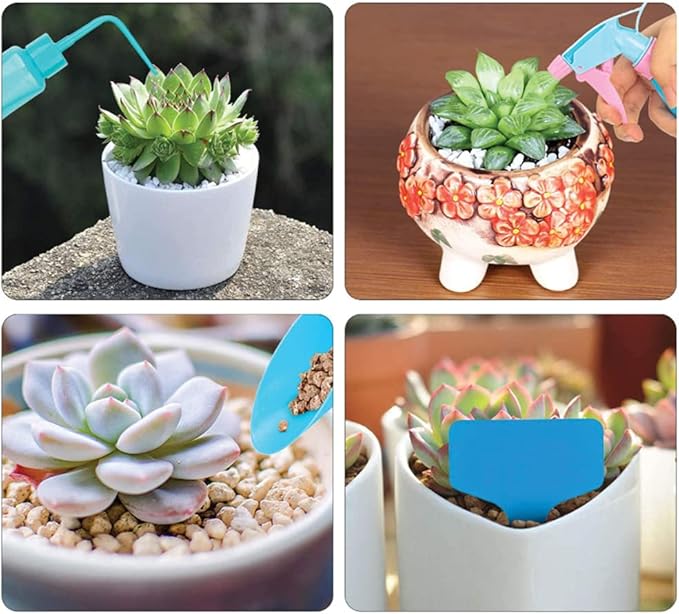 CFH-Allez 21 Pieces Succulent Plants Tools,Gardening Succulent Transplanting Hand Tool +Succulent Garden Pad Miniature Planting Collapsible Waterproof Planter Gardening Mat+Garden Bucket Bag (Blue)