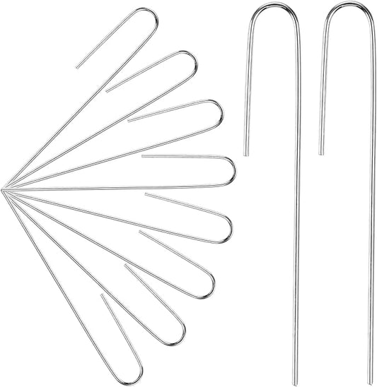 100Pcs Irrigation Drip Tubing Landscape Pins J Shape Garden Stakes 5 Inch Landscaping Staples Lawn Pins for Drip Tubing (Hold Drip Tubing Up to 1/2" Diameter)