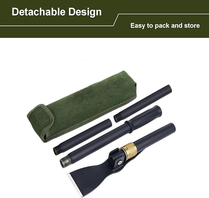 Folding Pickaxe Hoe for Digging, Multi-Function Detachable, Garden Hoe Long Handle with Two Extension rods, Great for Loosing Soil, Camping Shovel for Outdoors