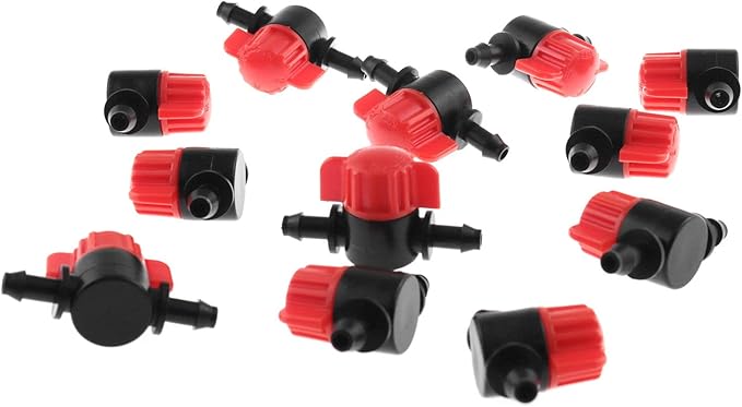 1/4 Inch Barb Shut-Off Valve DGZZI 12PCS Black Plastic Universal Drip Irrigation Tubing Coupling Valves for 1/4" Tubing, Drip Irrigation Switch