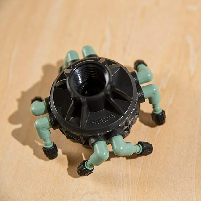 20-Pack Orbit 67000 Adjustable Flow 8-Port Drip Irrigation Manifold for 1/4 Inch Tube - Customized Watering for Your Garden