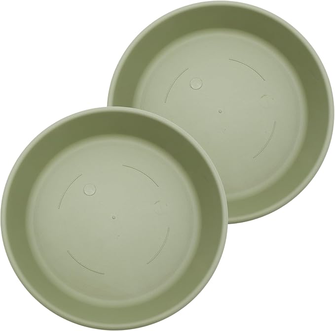 The HC Companies 12 Inch Round Plastic Classic Plant Saucer - Indoor Outdoor Plant Trays for Pots - 12.5"x12.5"x2.13" Seafoam (Pack of 2)