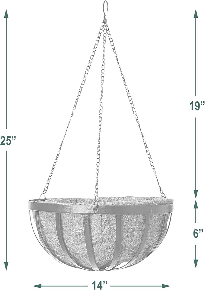 Arcadia Garden Products 1524 Round Hanging Planter Basket with Coco Liner 14"