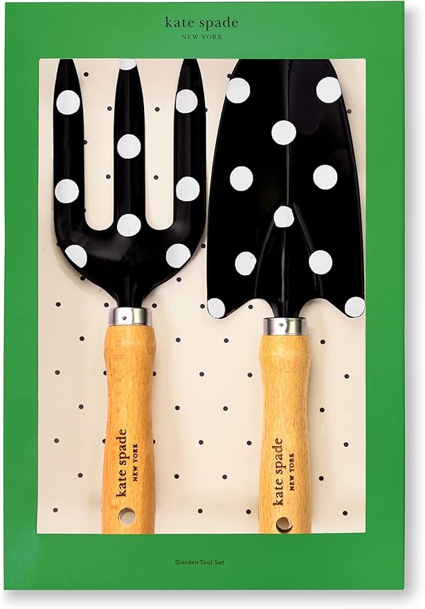 Kate Spade New York 2 Piece Gardening Hand Tools, Cute Garden Tool Set Includes Hand Rake and Trowel, Picture Dot