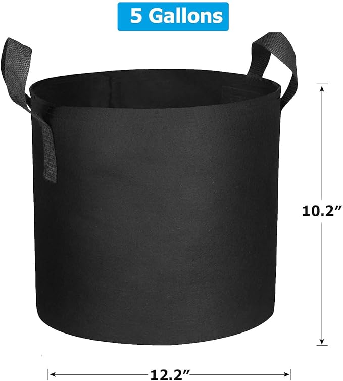 12 Packs 5 Gallon Grow Bags, Heavy Duty 300G Thickened Nonwoven Fabric Plant Pots with Handle