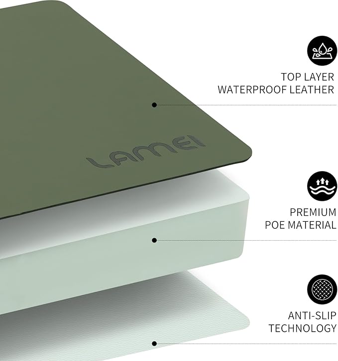 Thick Garden Kneeling Pad, with Waterproof Leather Surface, Non-Slip High Density POE, High Resilience, Lightweight, Double-Sided Use Cushion for Gardening, Yoga, Housework (Light Green)