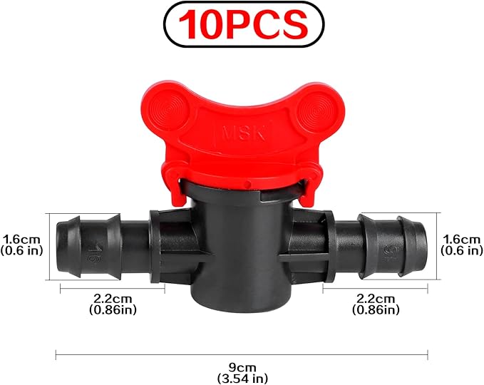 drip irrigation parts Barbed Ball valve 16mm 1/2 inch drip irrigation tubing shut off valve 10pack