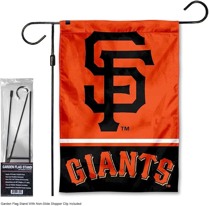 WinCraft Giants Garden Flag with Stand Holder Flagpole
