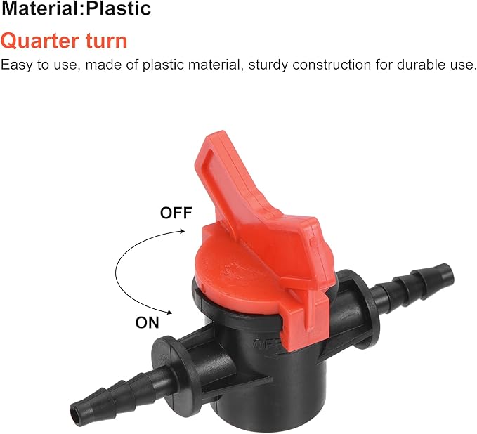 MECCANIXITY Ball Valve 1/4" Barb Connector Shut Off Switch Plastic for Irrigation Drip Tube 2 Pack