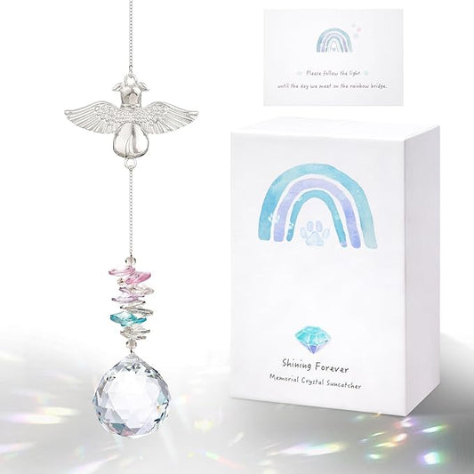Loss of Dog Sympathy Gift - Dog Memorial Suncatcher, Pet Loss Crystals Prisms Rainbow Maker, Rainbow Bridge Dog Memorial Gifts, Passing Away Remembrance Sun Catcher, Pet Loss Bereavement Gift Idea