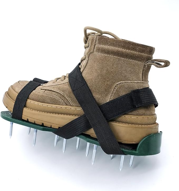 Heeqinn Lawn Aerator Shoes, More Stable X Shape, Effectively Prevent Shoes from Falling Off, for Yard Patio Lawn Garden Aeration (Black)