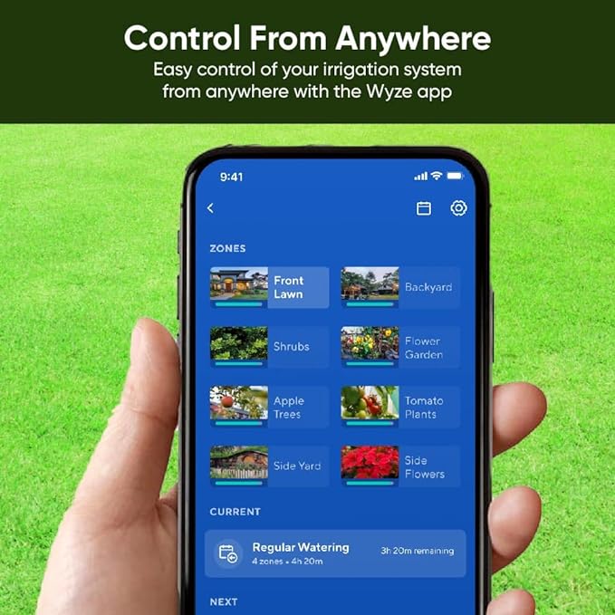 Wyze WSPRK1 Smart Controller, Smart Sprinkler Timer with EPA Watersense, 8-Zone WiFi (1 Year of Automatic Weather-Based Watering with Sprinkler Plus Included), Black