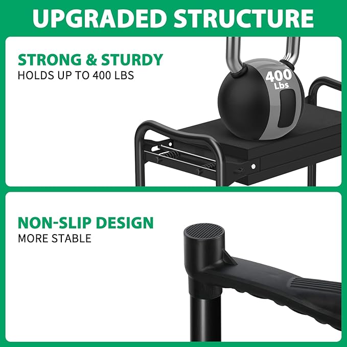 TomCare Upgraded Garden Kneeler and Seat Widen Soft Kneeling Pad Garden Tools Stools Garden Bench with 2 Larger Tool Pouches Outdoor Foldable Sturdy Gardening Tools Gifts for Gardeners, Black