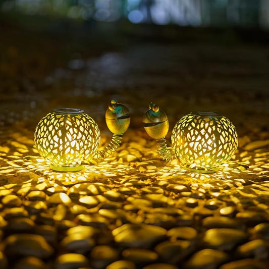 2 Pack Turtle Solar Lanterns Outdoor Waterproof, Metal Table Tortoise Solar Lantern with LED Light for Patio Pathway Garden Decor
