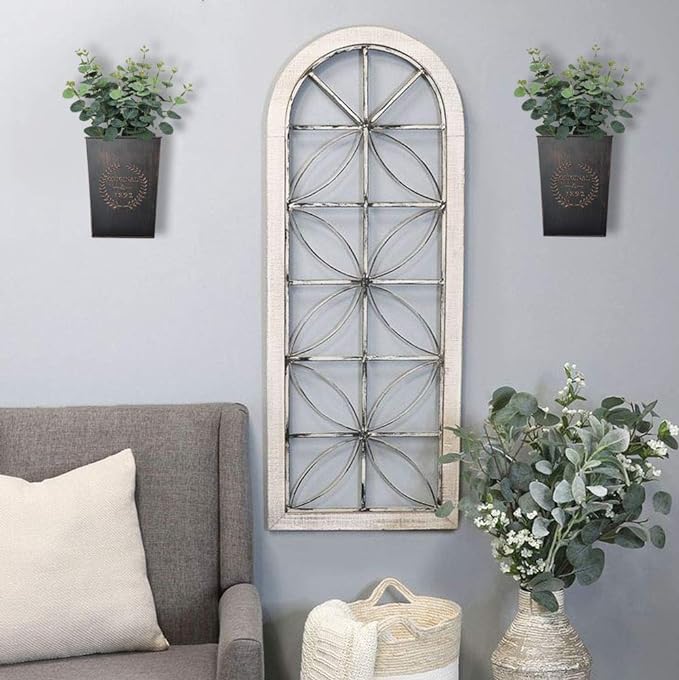 LESEN Rustic Metal Wall Planter Country Home Hanging Wall Vase Pocket for Plants or Flower Indoor or Outdoor Farmhouse Wall Decor,Set of 2
