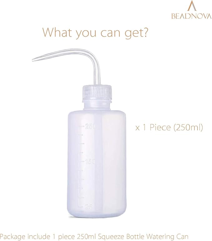 BEADNOVA Squeeze Bottle Plant Watering Bottle 250ml 8oz Small Wash Bottle Squeeze Plastic Small Watering Can for Indoor Plants Succulent Watering Can (1pc)