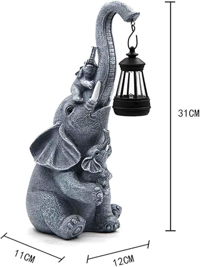 Solar Elephant Outdoor Statues Garden Decor with Solar LED Lights Good Luck Elephant Statue for Patio Balcony Yard Lawn Ornament, Birthday Mother Day Gardening Gifts for Mom Grandma Women